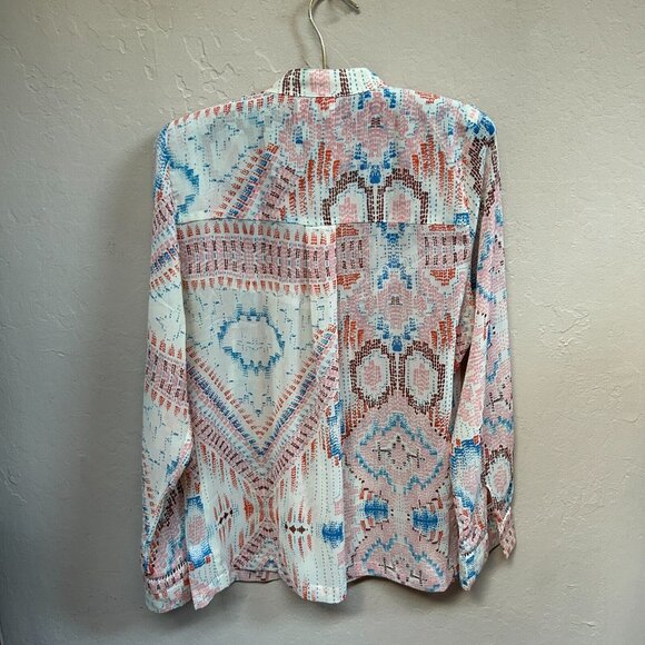 Anthropologie Dolan Women's Mesilla Top Southwestern Aztec Blouse Multi Medium - Picture 2 of 8